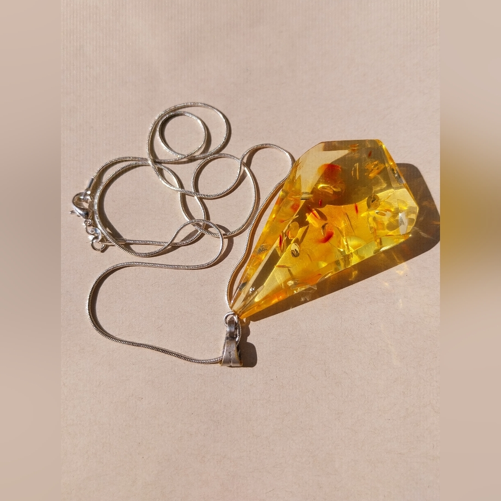 Amber Pendant Silver 925 Necklace